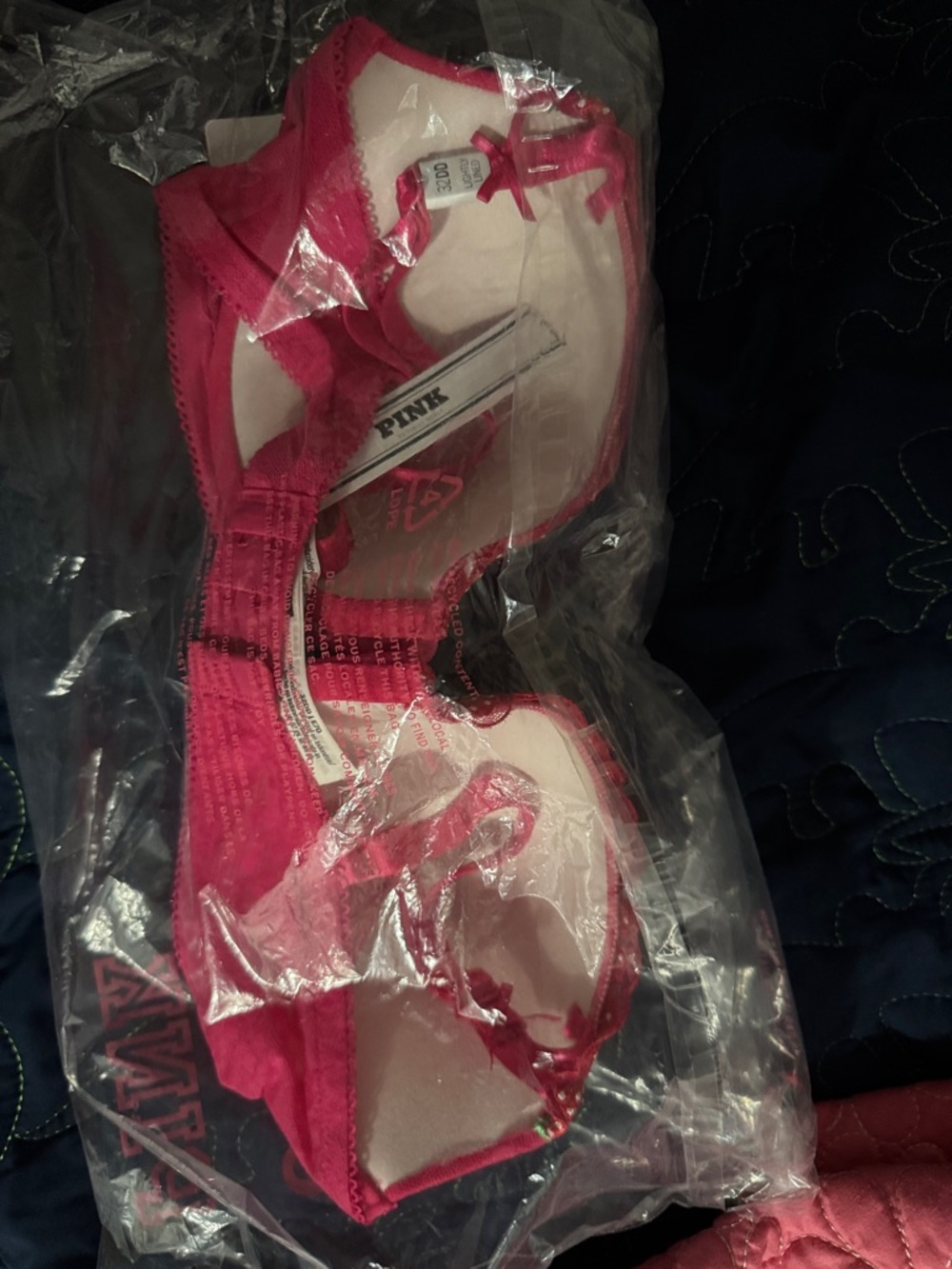 PINK Victoria's Secret Hot Pink Embroidered Balconette Bra - Picture 5 of 5